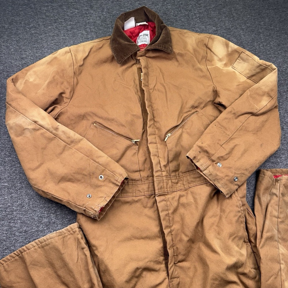Walls Zero Zone Canvas Coveralls Men's Sz LT Large Tall Brown Insulated Workwear